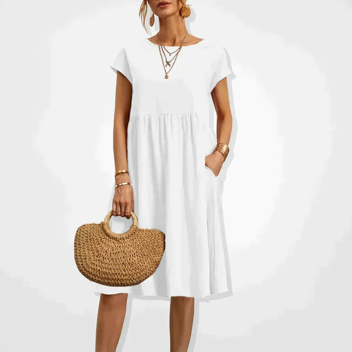 Airy linen dress - Elodie-White-S-Nora Luxe