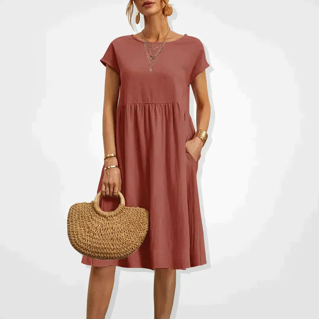 Airy linen dress - Elodie-White-S-Nora Luxe