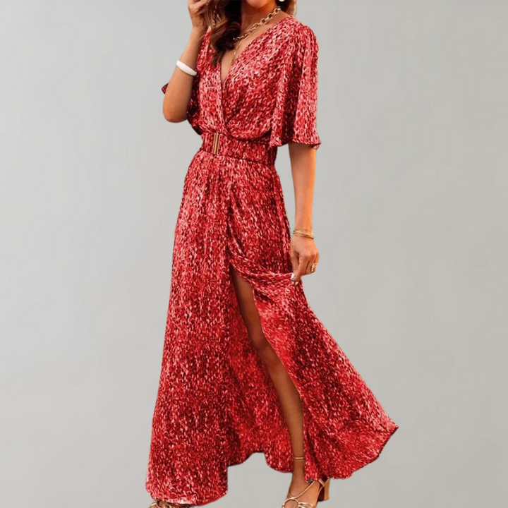 Airy maxi summer dress – Alina-Dark red-XS-Nora Luxe