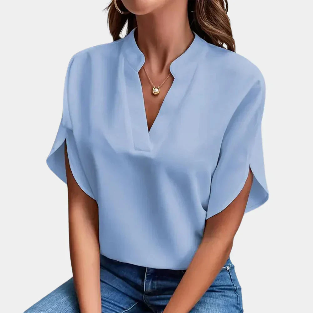 Airy summer blouse for women – Ella-Light blue-S-Nora Luxe