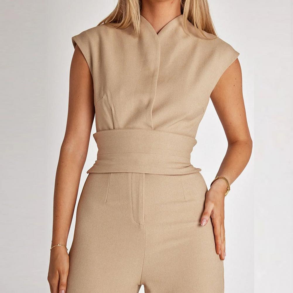 Airy women's jumpsuit with wide legs and a V-neck – Maribel-Black-S-Nora Luxe