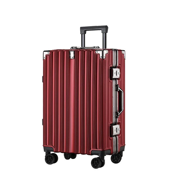 Aluminum frame hard shell suitcase – Geneva-Red-S (38 L)-Nora Luxe