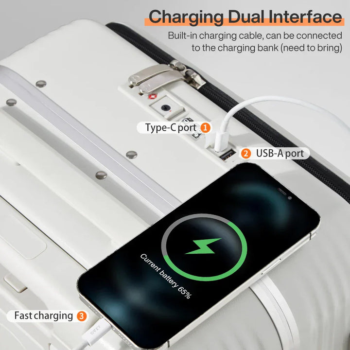 Aluminum frame hard shell suitcase with USB port – Turin-Yellow-S (42 L)-Nora Luxe