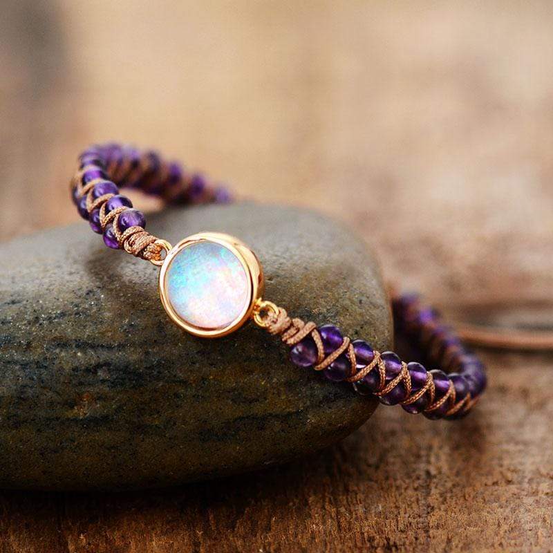 Amethyst-Opal Yoga Bracelet - Aurielle-Purple-Nora Luxe