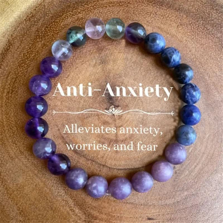 Anti-Anxiety Amethyst, Lepidolite and Lapis Lazuli Bracelet - Aurora-Nora Luxe