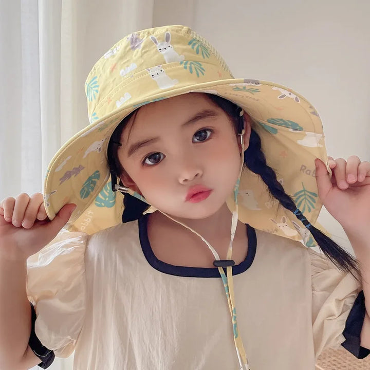 ANTI-UV KIDS SUN HAT WITH WHISTLE - SUMMER BUCKET HAT FOR BOYS AND GIRLS-Green-Nora Luxe