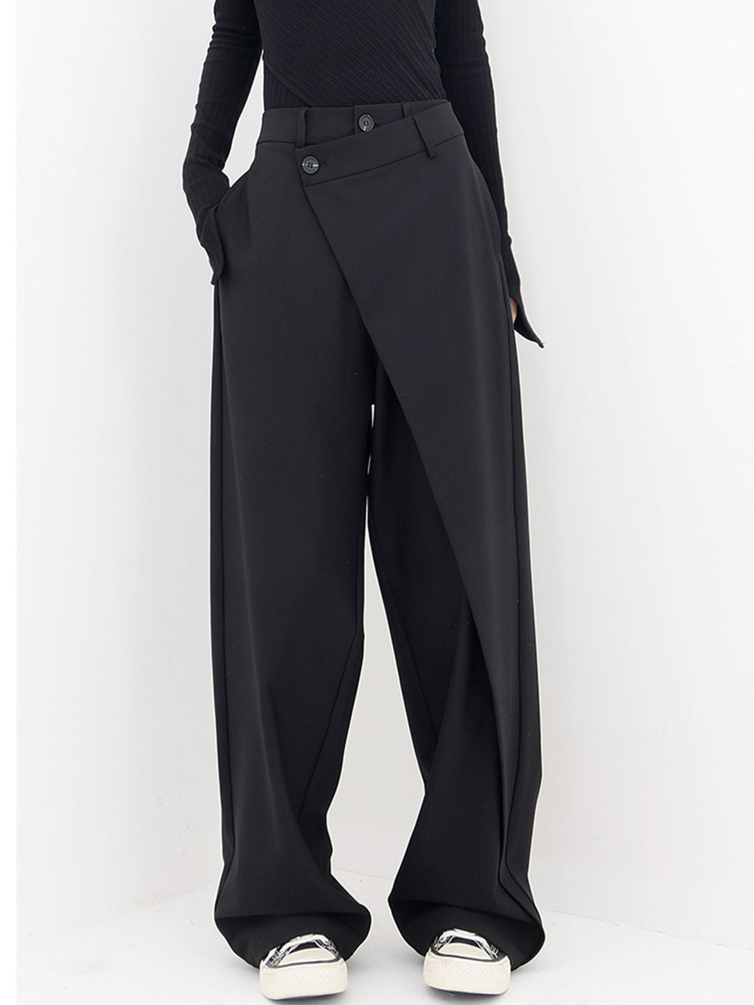 Asymmetrical Comfort Trousers - Livia-Black-S (4-6)-Nora Luxe