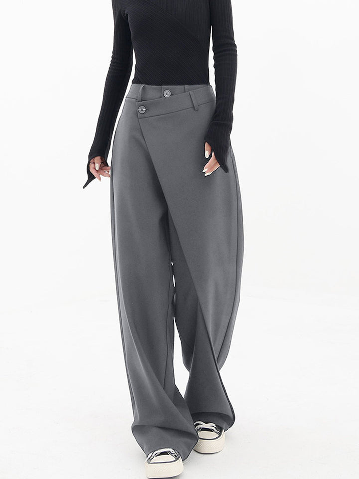 Asymmetrical Comfort Trousers - Livia-Gray-S (4-6)-Nora Luxe