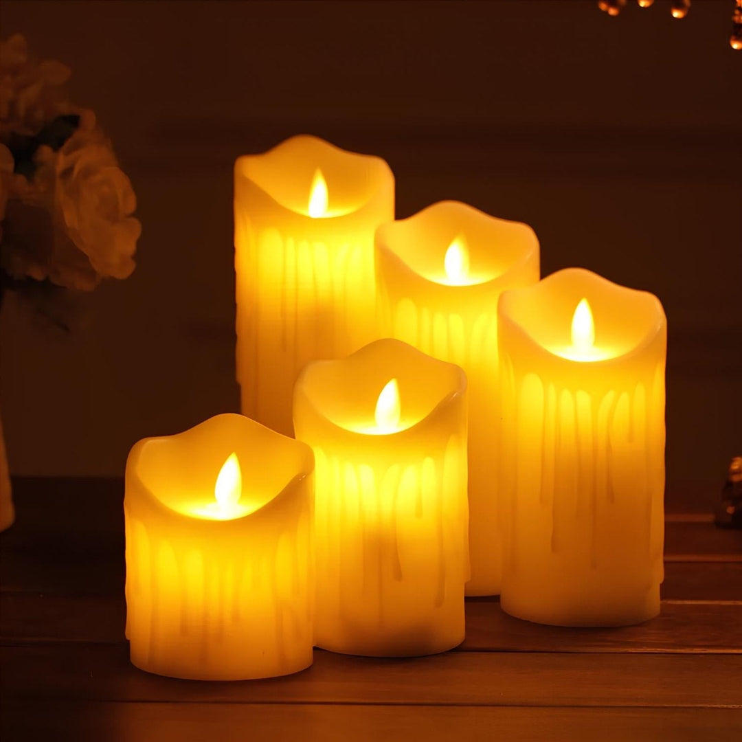 Atmospheric LED Candles - GlowFlicker-Melted Effect Candles - 5 Pieces-Nora Luxe