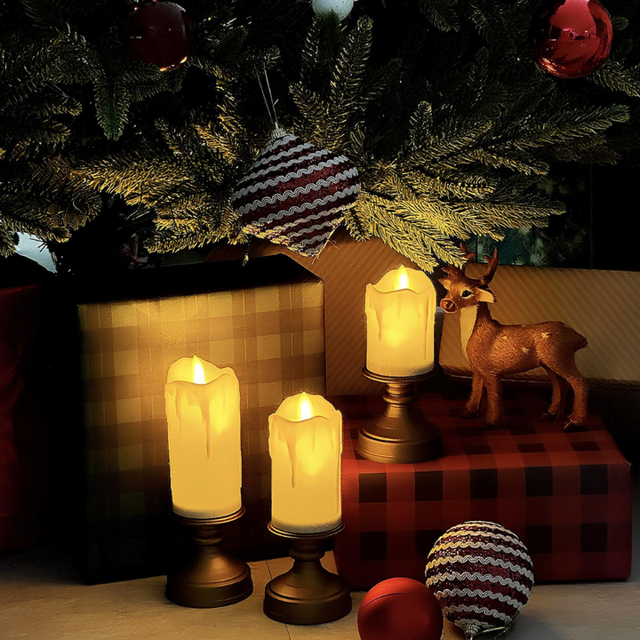Atmospheric LED Candles - GlowFlicker-Pumpkin Candles - 12 Pieces-Nora Luxe