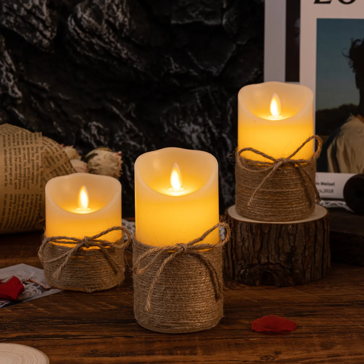 Atmospheric LED Candles - GlowFlicker-Twisted Candles - 3 Pieces-Nora Luxe