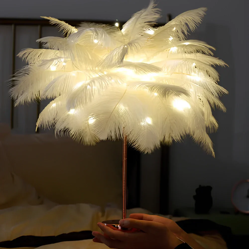 Atmospheric Veer Palm Tree Lamp - LumaPalm-White-Rose gold-Nora Luxe
