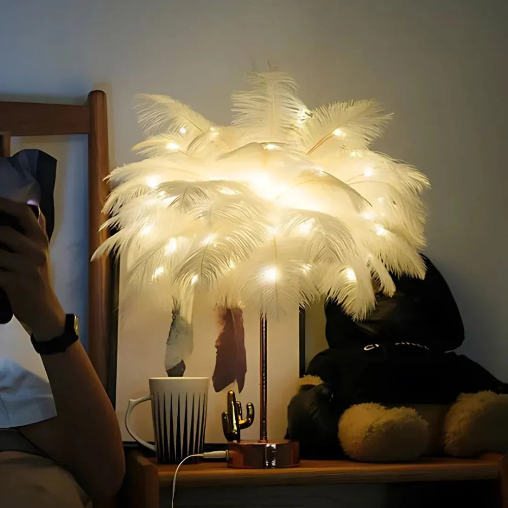 Atmospheric Veer Palm Tree Lamp - LumaPalm-White-Rose gold-Nora Luxe