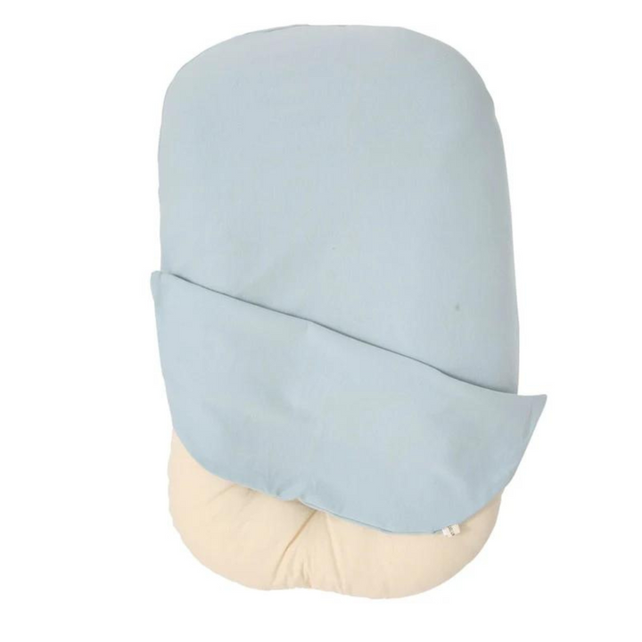 Light blue lounger cover folded back to reveal the cream inner cushion beneath 7