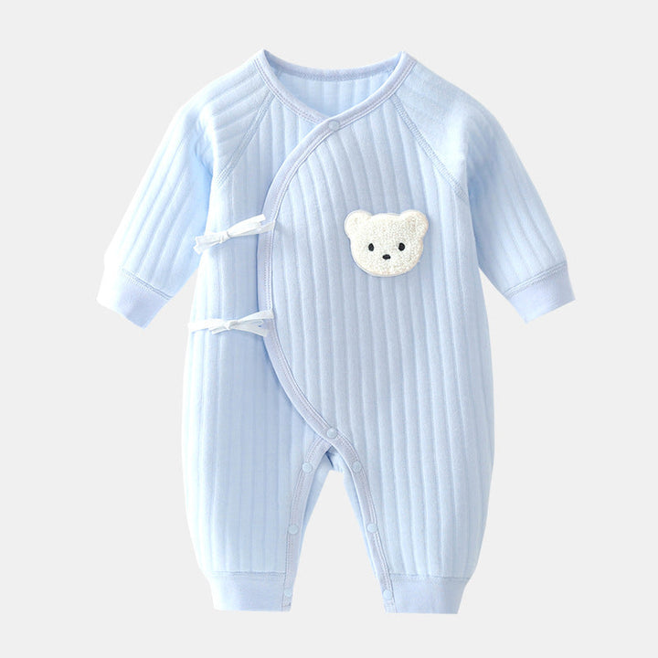 Baby romper with bear - Spring & autumn clothing-Blue-3 Months-Nora Luxe
