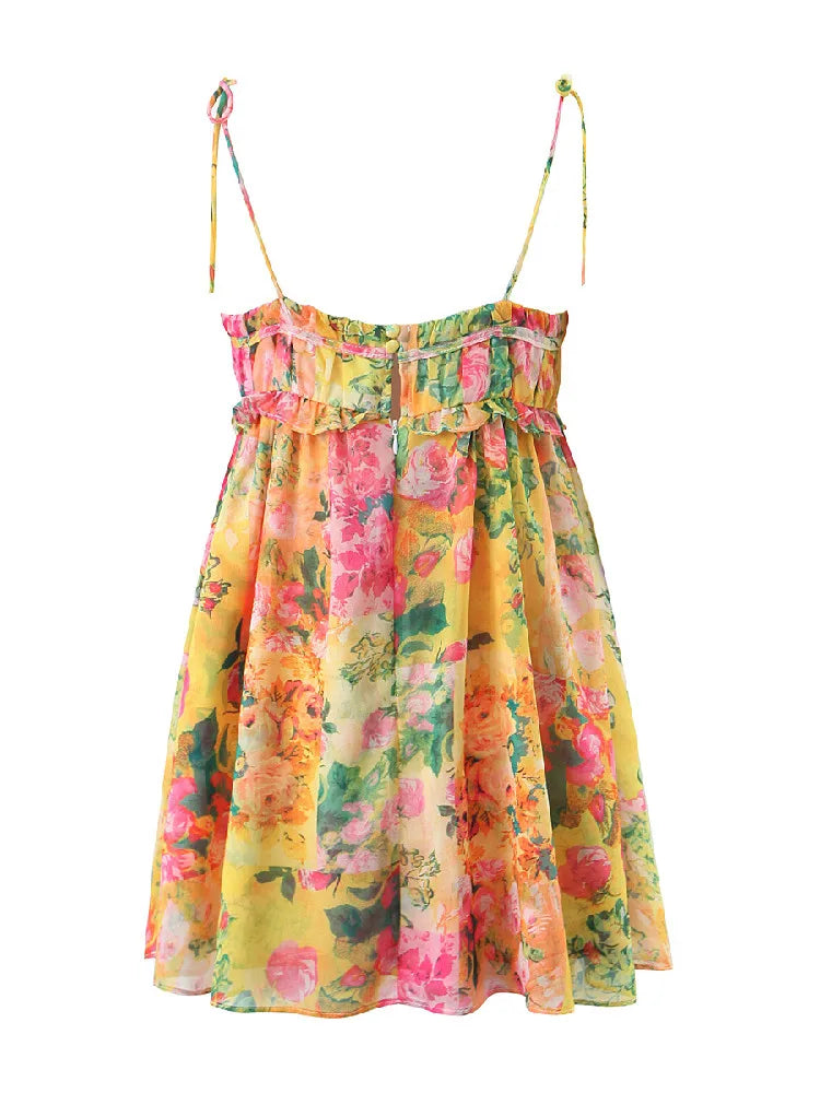 Backless Bohemian Mini Dress with Floral Print – Juliette-S-Nora Luxe