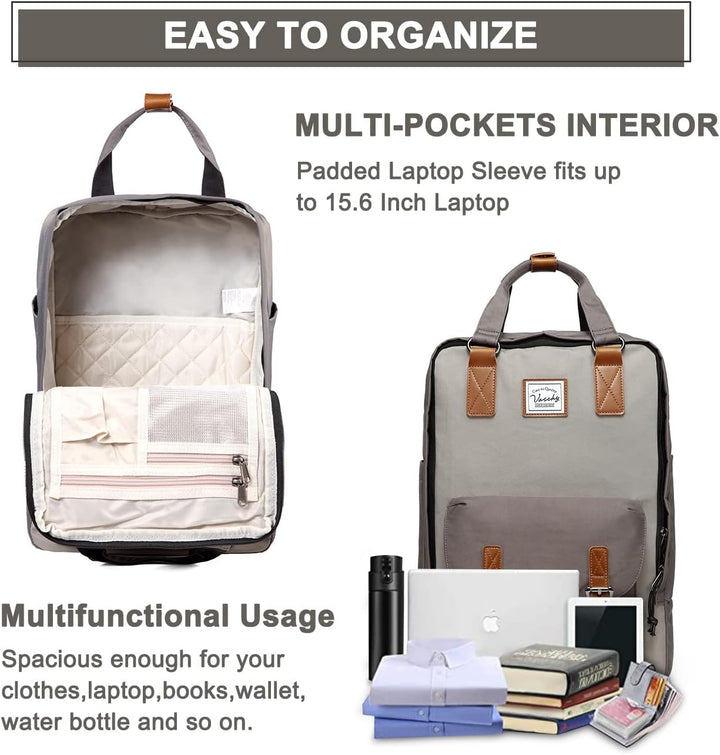 AA OUT OF STOCK 15.6” (39.62 cm) Water-Resistant Vintage Laptop Backpack with Organiser Pockets – UrbanEase