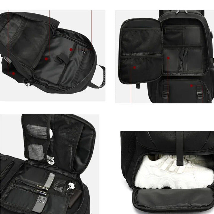 Backpack with USB connection and Large Capacity (50-80L) - UrbanTrail-Black-50L-Nora Luxe