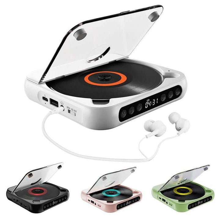 White player with earbuds plugged in, with smaller views of black, pink and green versions below 11
