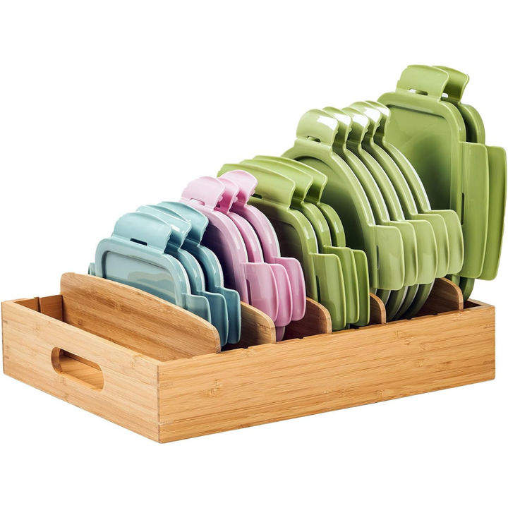 Bamboo Kitchen Organizer for Lid Storage - TopKeeper-L-Nora Luxe