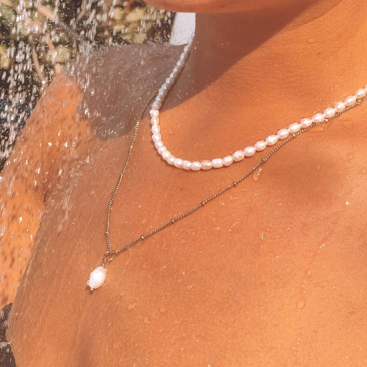 Baroque Pearl Pendant Necklace - Anisa-Gold-Nora Luxe