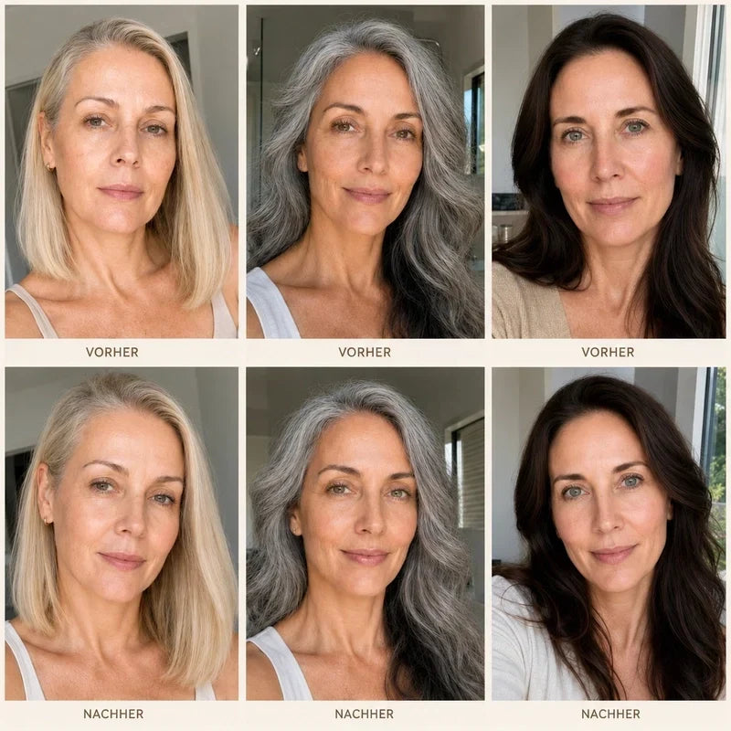 Color-Adjusting 2-in-1 Foundation before-and-after grid showing a more even, natural-looking complexion.