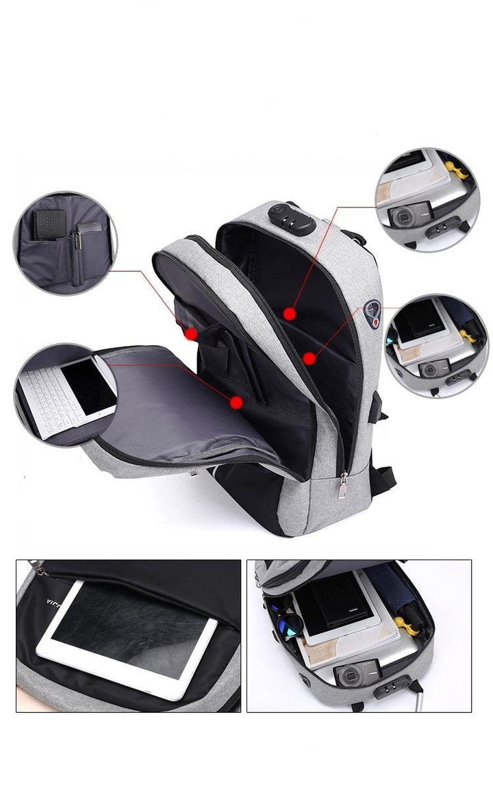 Water-Resistant Anti-Theft Laptop Backpack – Hidden Zipper Design with USB Charging