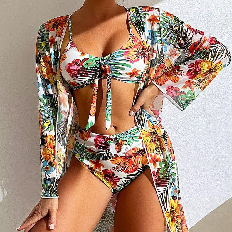 Bikini set with High Waist and Cover-up – Amira-White-XS-State of Style