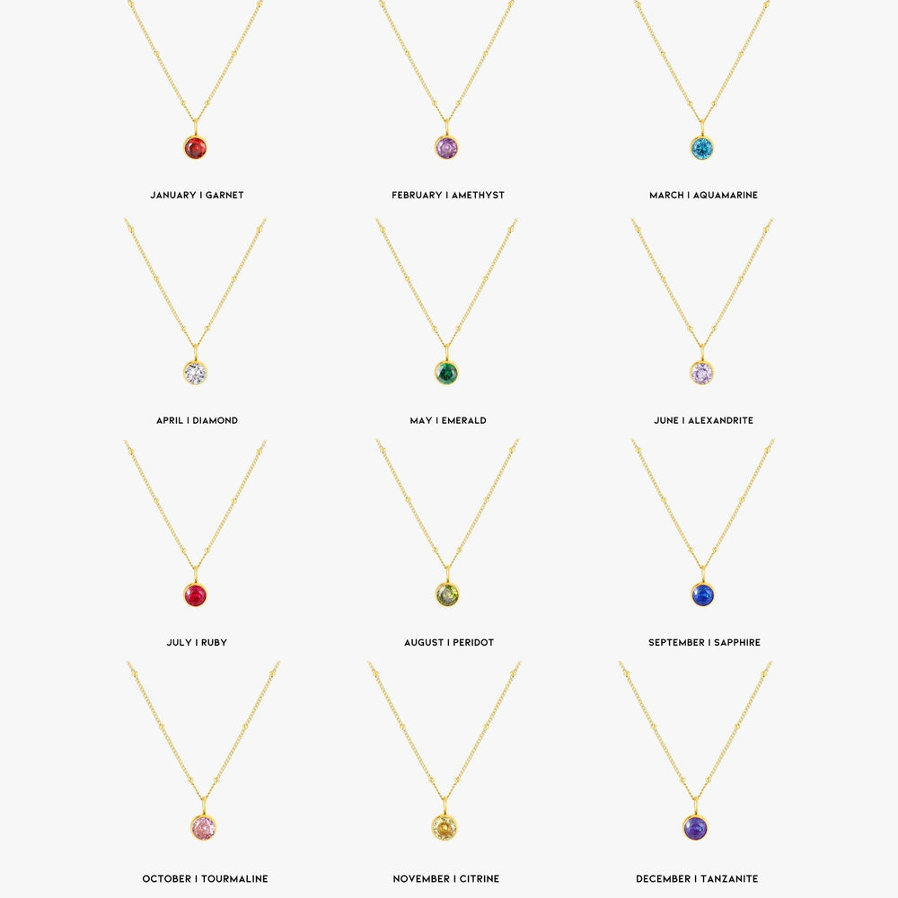Birthstone Necklace - Aurora-January | Pomegranate-Gold-Nora Luxe