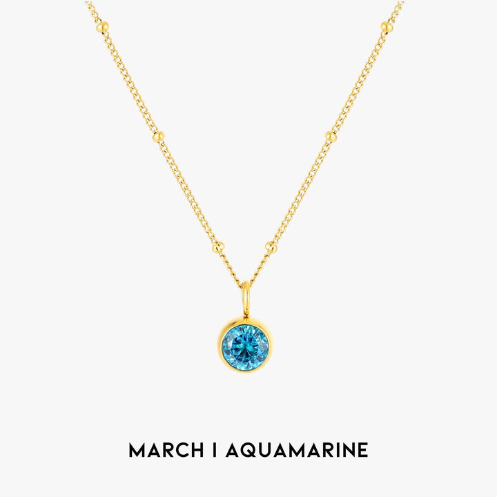 Birthstone Necklace - Aurora-March | Aquamarine-Gold-Nora Luxe