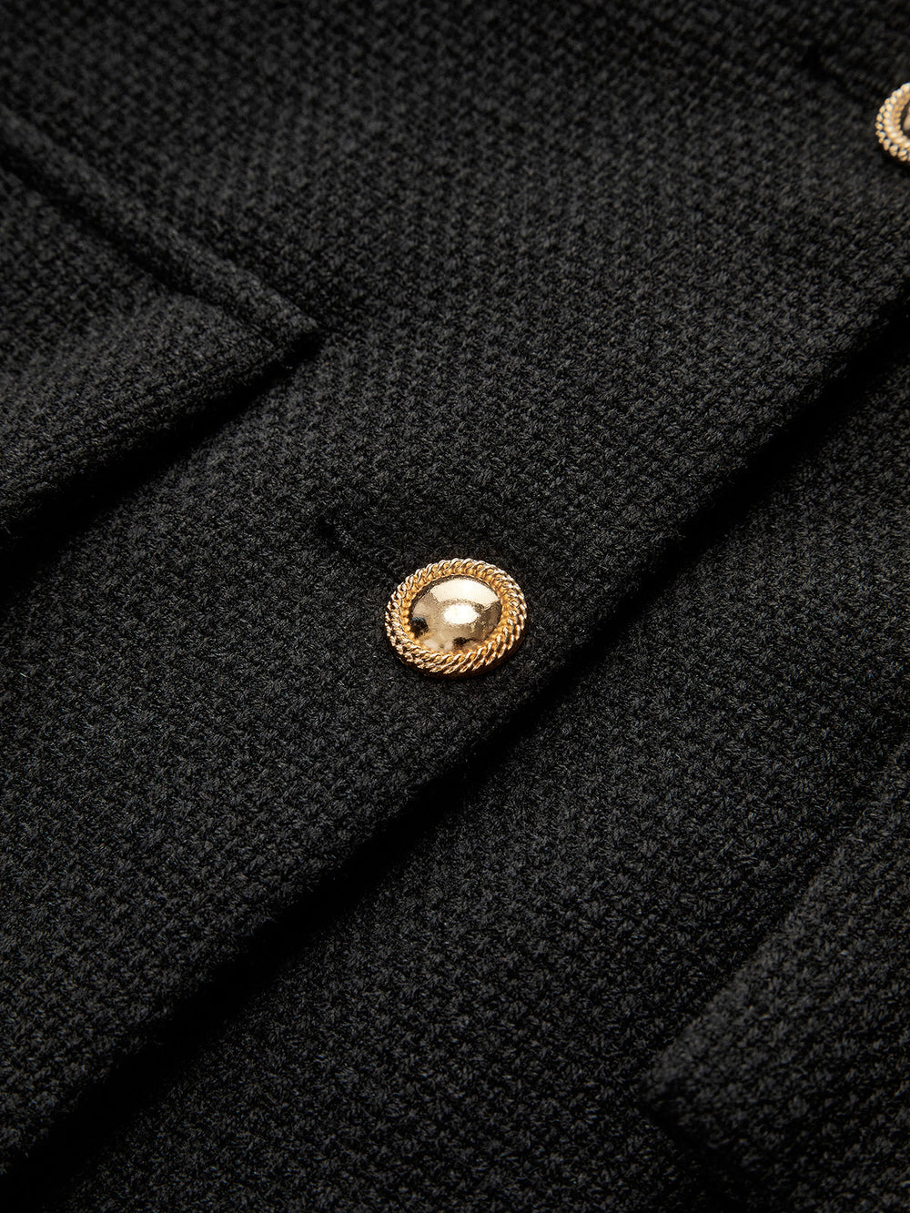 Black Gold Button Tweed Blazer - Camille-XS-Nora Luxe
