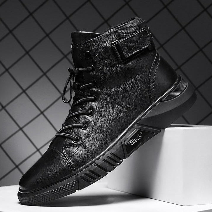 Black Handmade Leather Boots for Men - ShadowStep-Black-7.0-Nora Luxe