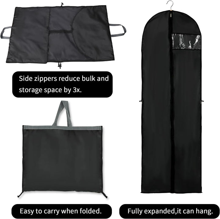 Long Garment Storage Cover – 70.87" (180.00 cm) Dress Bag with Zipper & Window (2-Pack)