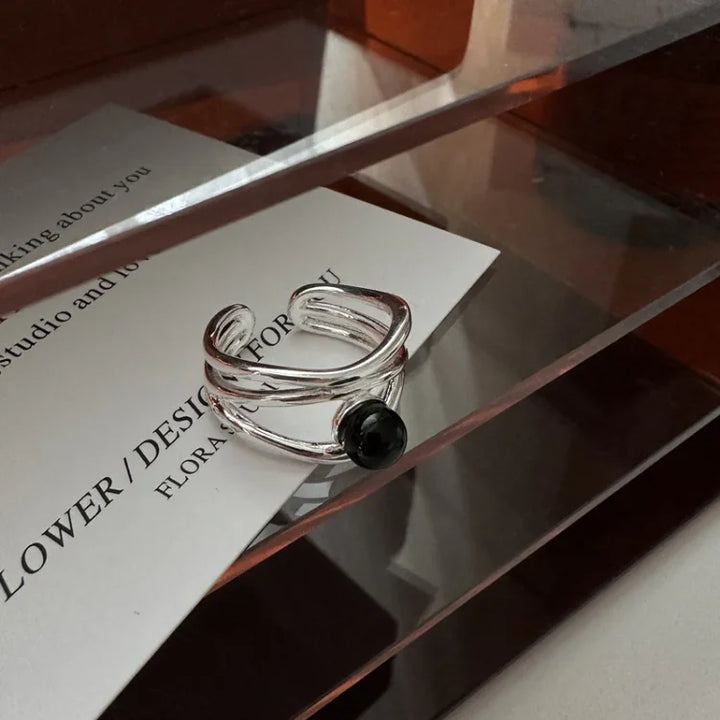 Black Onyx Multi-line Ring - Arden-Nora Luxe