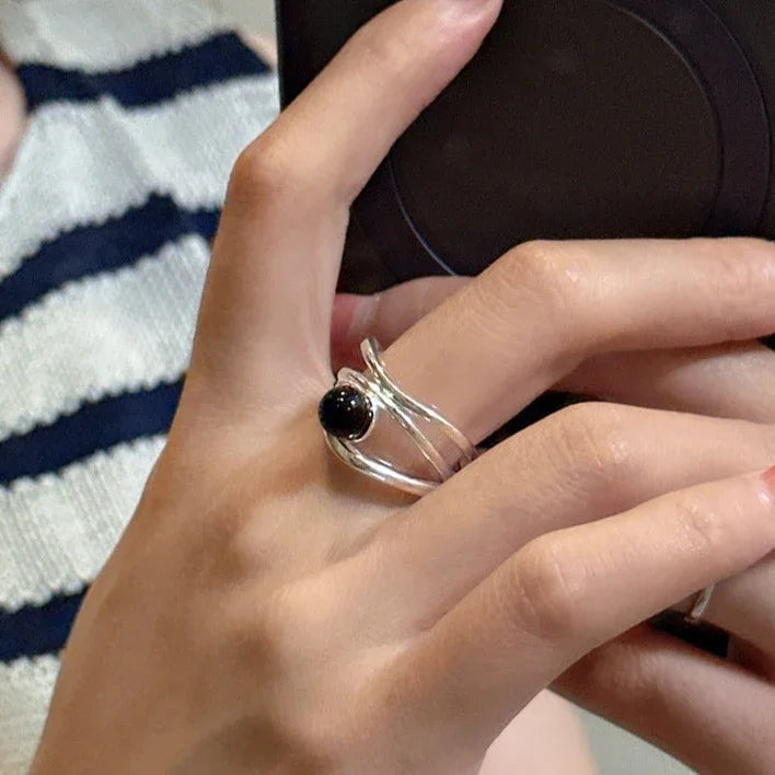 Black Onyx Multi-line Ring - Arden-Nora Luxe