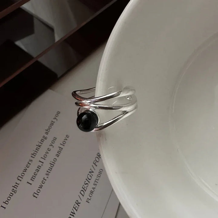 Black Onyx Multi-line Ring - Arden-Nora Luxe