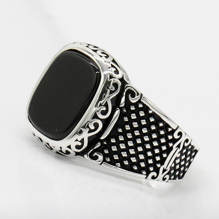 Black Onyx Silver Ring for Men - Max-2.24 in-Nora Luxe