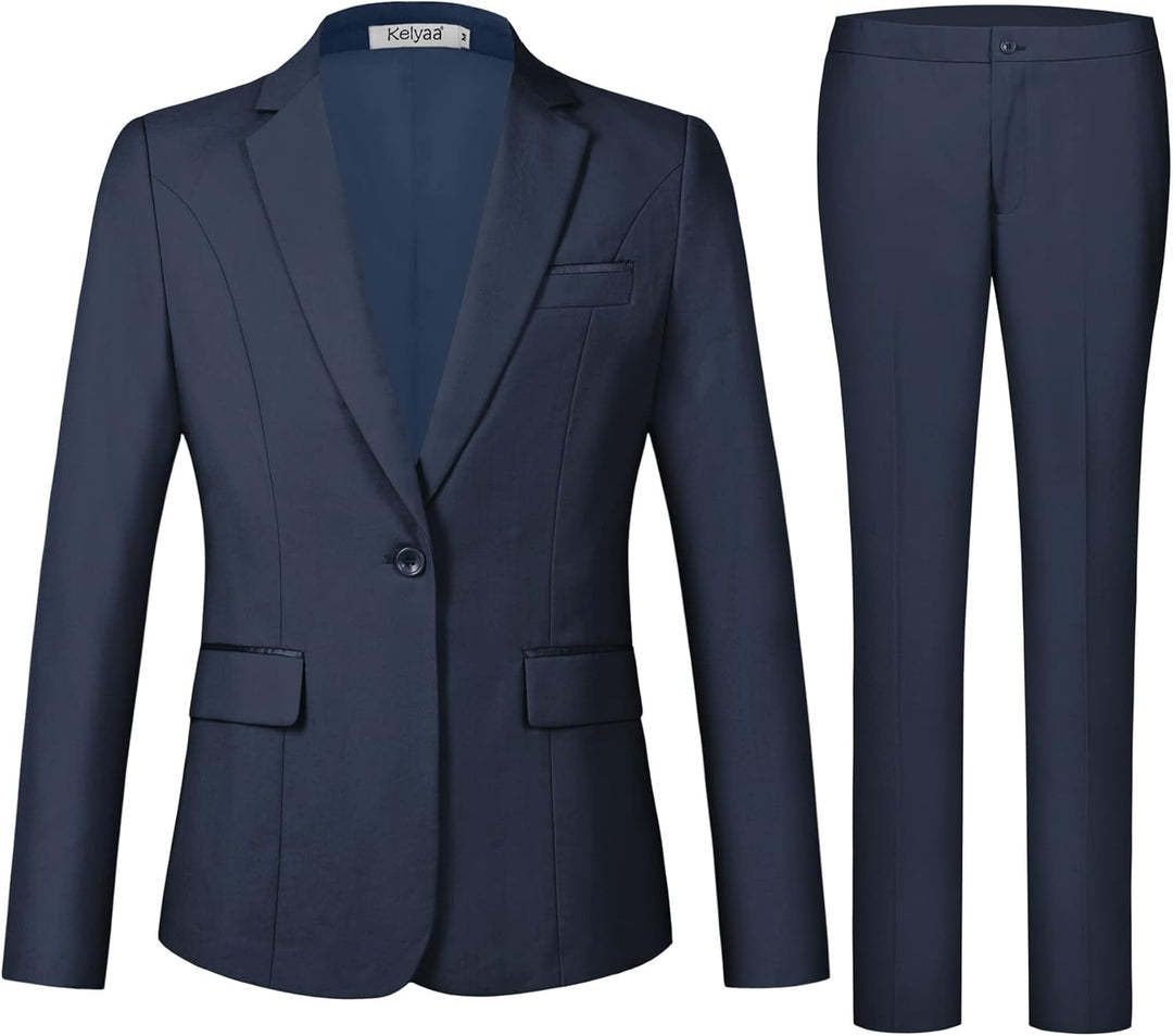 Blazer and Trousers Set - Verona-Marine Blue-XS-Nora Luxe