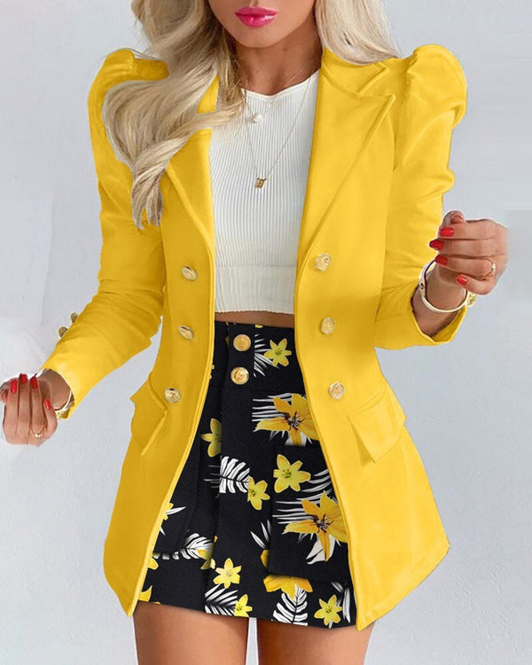 Blazer Skirt Set for Women – Stylish & Versatile – Thalia-Yellow-S-Nora Luxe