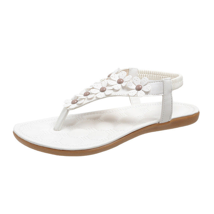 BloomGrace Sandals | Stylish Sandals with Floral Detail for Women-White-4.5-Nora Luxe
