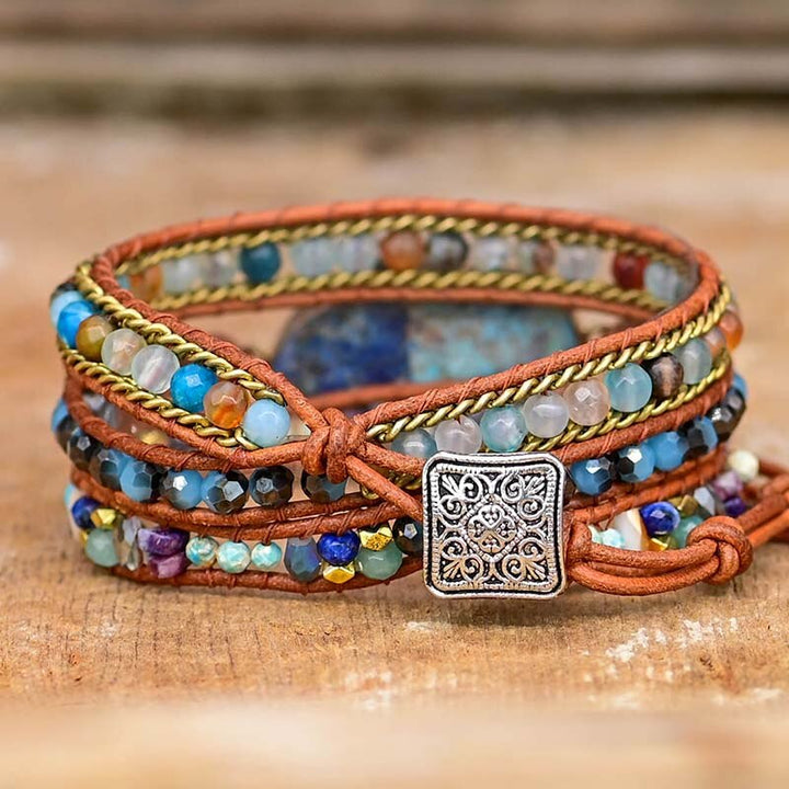 Blue Hamsa Turquoise Wrap Bracelet - Soraya-Nora Luxe
