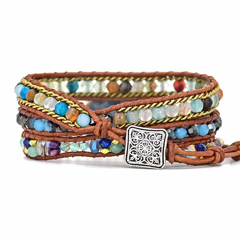 Blue Hamsa Turquoise Wrap Bracelet - Soraya-Nora Luxe