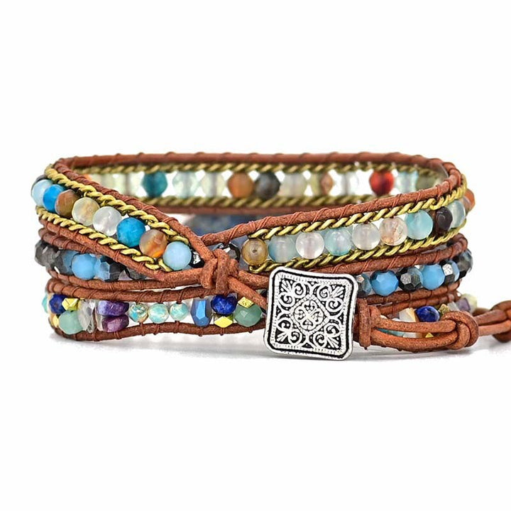 Blue Hamsa Turquoise Wrap Bracelet - Soraya-Nora Luxe