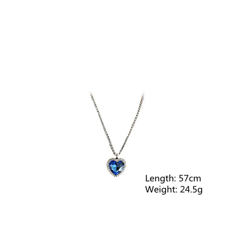 Blue Heart Crystal Necklace-Nora Luxe