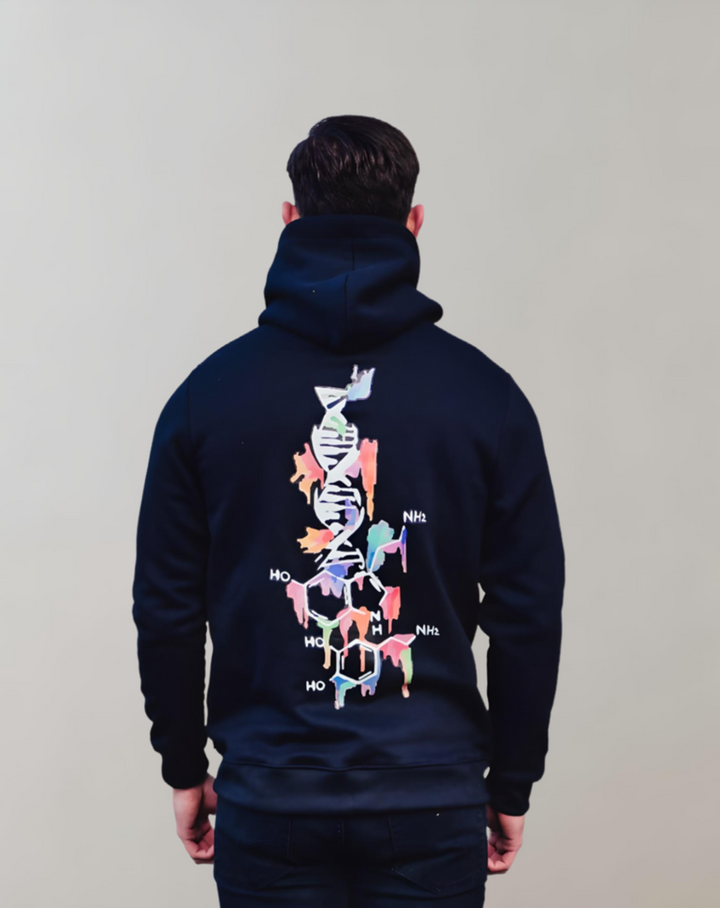 Blue Hoodie with DNA Print - Orion-S-Nora Luxe