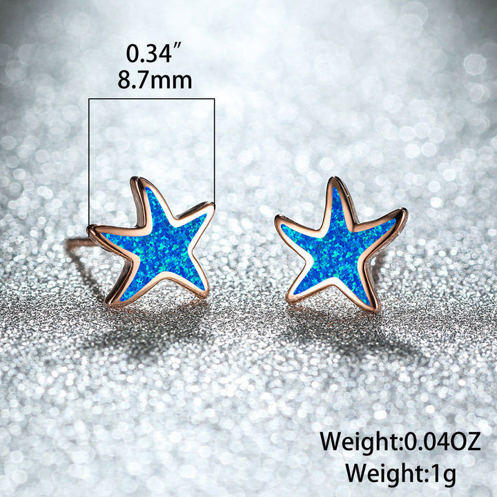 Blue Opal Starfish Earrings - Marina-Blue Opal-Silver-Nora Luxe