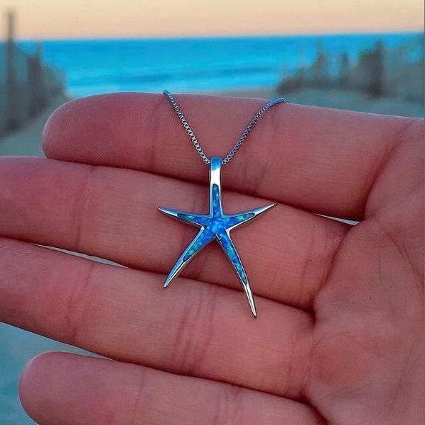 Blue Opal Starfish Necklace - Maris-Nora Luxe