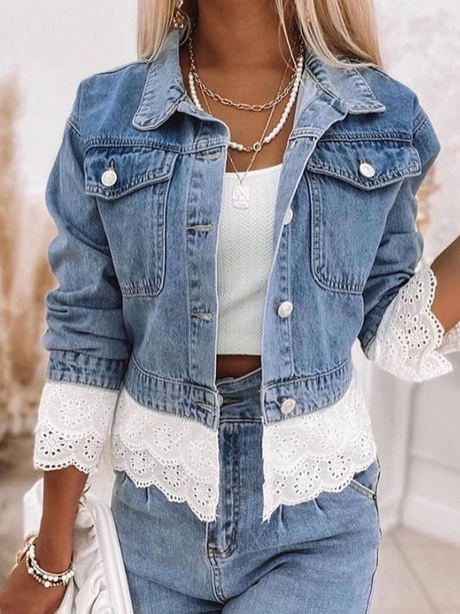 Blue Patchwork Denim Jacket - Rowena-S-Nora Luxe
