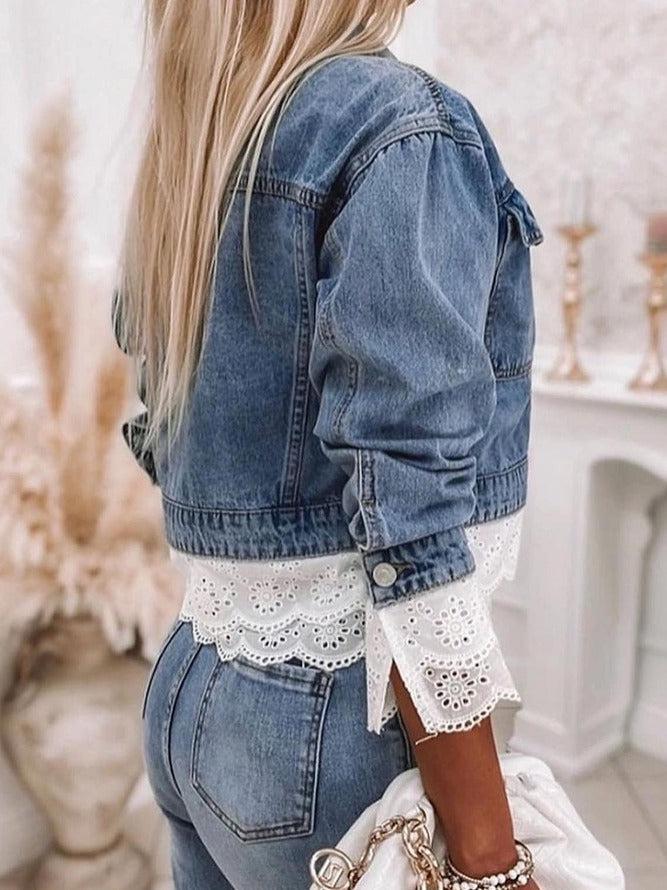 Blue Patchwork Denim Jacket - Rowena-S-Nora Luxe