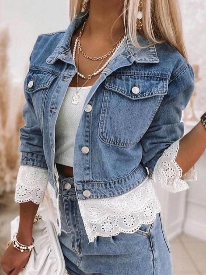 Blue Patchwork Denim Jacket - Rowena-S-Nora Luxe